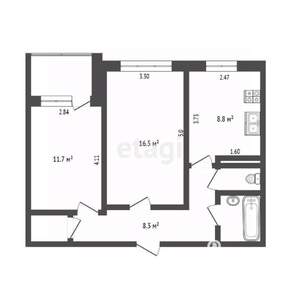 2-к квартира, вторичка, 51м2, 10/10 этаж