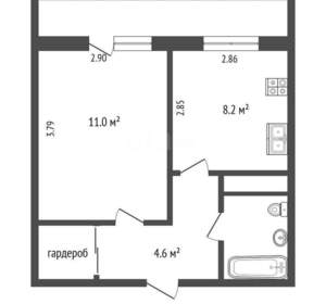 1-к квартира, вторичка, 30м2, 5/5 этаж