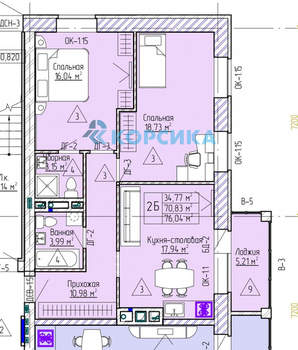 3-к квартира, вторичка, 70м2, 1/4 этаж