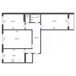 3-к квартира, вторичка, 66м2, 9/9 этаж