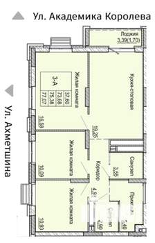 3-к квартира, вторичка, 77м2, 11/24 этаж