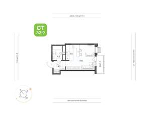 1-к квартира, вторичка, 33м2, 18/21 этаж