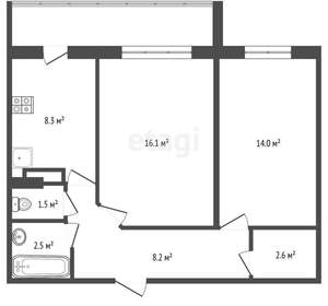 2-к квартира, вторичка, 54м2, 9/10 этаж