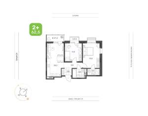 2-к квартира, вторичка, 63м2, 4/9 этаж