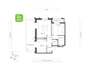 2-к квартира, вторичка, 67м2, 2/16 этаж