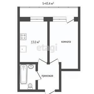 1-к квартира, вторичка, 34м2, 13/19 этаж