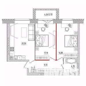 2-к квартира, строящийся дом, 71м2, 1/5 этаж
