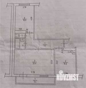2-к квартира, вторичка, 55м2, 4/5 этаж