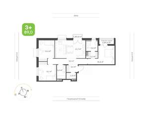 3-к квартира, вторичка, 89м2, 4/9 этаж