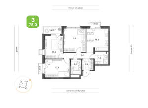 3-к квартира, вторичка, 75м2, 10/24 этаж