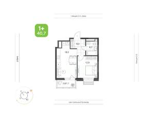 1-к квартира, вторичка, 41м2, 9/24 этаж