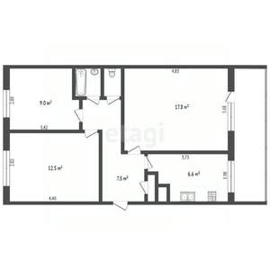 3-к квартира, вторичка, 59м2, 4/5 этаж