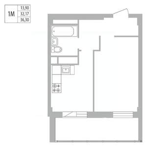 1-к квартира, вторичка, 36м2, 11/25 этаж