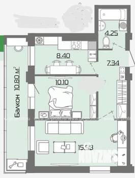 2-к квартира, сданный дом, 46м2, 12/18 этаж