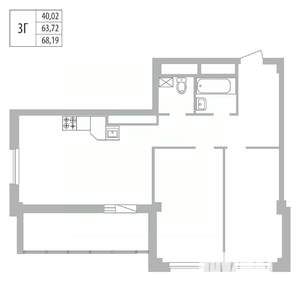3-к квартира, вторичка, 68м2, 11/25 этаж