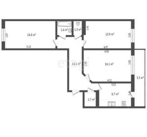 3-к квартира, вторичка, 77м2, 6/10 этаж