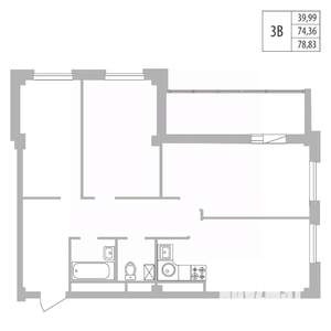 3-к квартира, вторичка, 79м2, 11/25 этаж