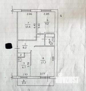 3-к квартира, вторичка, 60м2, 5/5 этаж