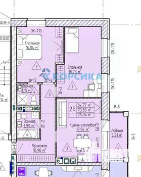3-к квартира, вторичка, 70м2, 1/4 этаж