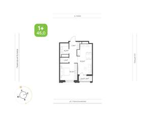 1-к квартира, вторичка, 45м2, 18/24 этаж