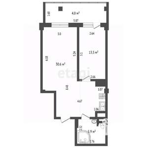 2-к квартира, вторичка, 50м2, 16/16 этаж