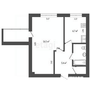 1-к квартира, вторичка, 32м2, 8/9 этаж