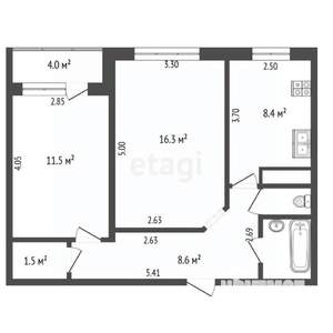 2-к квартира, вторичка, 50м2, 5/9 этаж