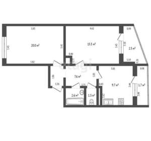 3-к квартира, вторичка, 59м2, 3/10 этаж