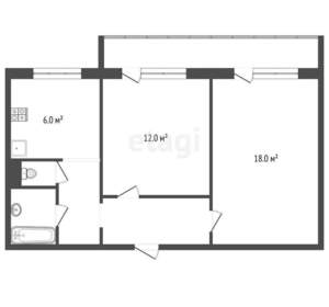 2-к квартира, вторичка, 44м2, 6/9 этаж