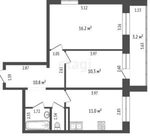 2-к квартира, вторичка, 52м2, 5/10 этаж
