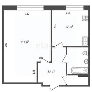 1-к квартира, вторичка, 29м2, 1/5 этаж