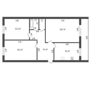 3-к квартира, вторичка, 59м2, 1/5 этаж