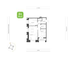 2-к квартира, вторичка, 67м2, 2/16 этаж