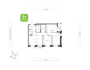 3-к квартира, вторичка, 81м2, 12/16 этаж