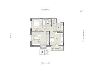 2-к квартира, вторичка, 62м2, 5/14 этаж