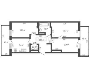 3-к квартира, вторичка, 74м2, 3/19 этаж