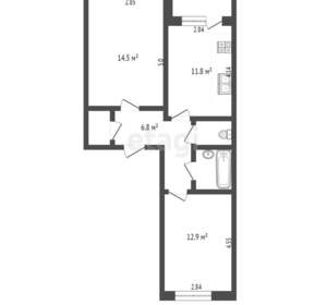 2-к квартира, вторичка, 51м2, 1/9 этаж