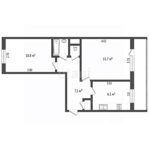 2-к квартира, вторичка, 42м2, 3/5 этаж