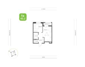 1-к квартира, вторичка, 42м2, 9/9 этаж