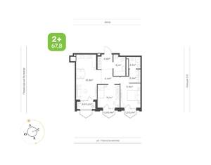 2-к квартира, вторичка, 68м2, 3/24 этаж