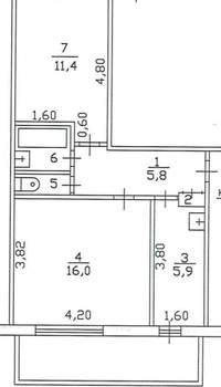 2-к квартира, вторичка, 43м2, 1/5 этаж