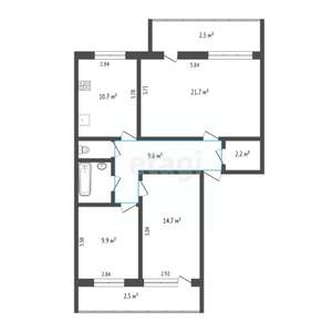 3-к квартира, вторичка, 73м2, 1/5 этаж