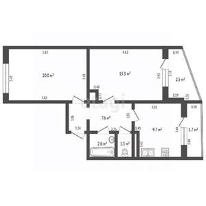 3-к квартира, вторичка, 59м2, 3/10 этаж