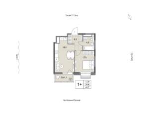 1-к квартира, вторичка, 41м2, 9/24 этаж