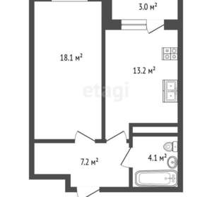 2-к квартира, вторичка, 45м2, 2/9 этаж