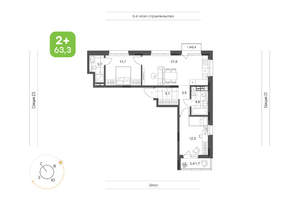 2-к квартира, вторичка, 63м2, 8/24 этаж