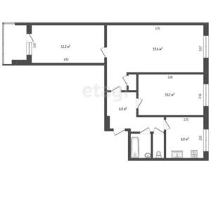 3-к квартира, вторичка, 58м2, 2/9 этаж