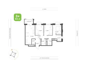 3-к квартира, вторичка, 86м2, 19/24 этаж