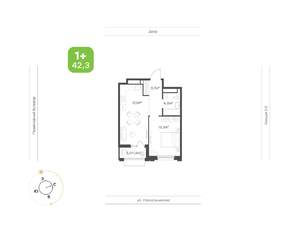 1-к квартира, вторичка, 42м2, 9/24 этаж