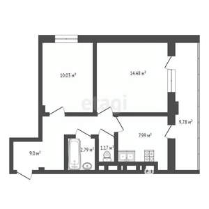 2-к квартира, вторичка, 47м2, 15/19 этаж